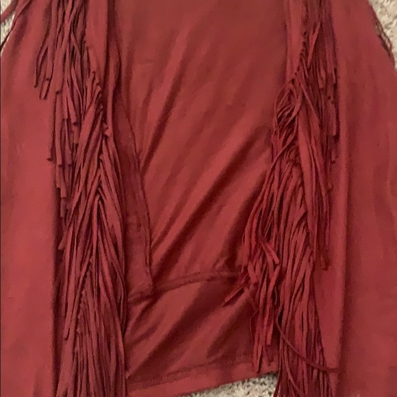 Burgundy suede fringe vest! - Picture 2 of 3